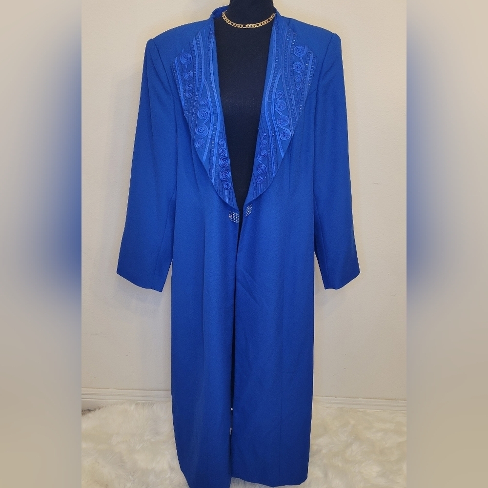 Lisa Rene Blue Elegant Style Long Trench Coat/Jacket Sz 20 NWT